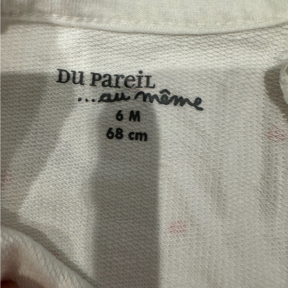 Du Pareil Baby Girls White Long Sleeve Cat Print Polka Dot Footie Onesie Size 6M - Picture 5 of 5